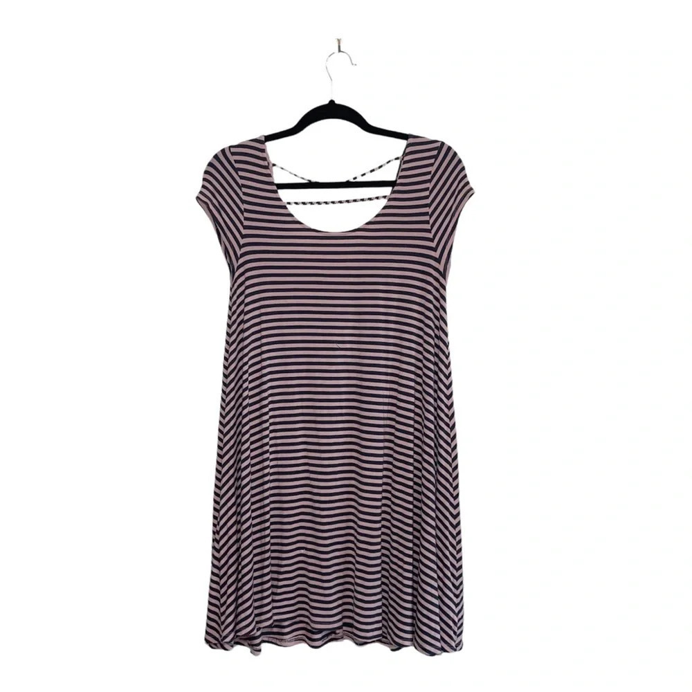 American Eagle Pink & Green Striped Strappy Back T-shirt Dress Medium Women’s